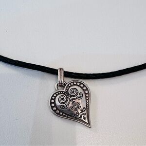 Brighton Silver Heart Pendant with leather Necklace